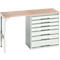 Onderzetter Bott verso, multiplex legbord, 7 laden, B 1500 x D 600 x H 930 mm, lichtgrijs