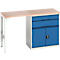 Onderzetter Bott verso, multiplex plank, 2 laden, 1 deur, 1 plank, B 1500 x D 600 x H 930 mm, lichtgrijs / gentiaanblauw