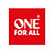 Rotes Quadrat mit dem weißen Logo der Marke One For All.