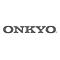 Graues Onkyo-Logo auf weißem Hintergrund.