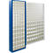 Opbergbakkast, volume 635 l, 154 uitneembare opbergboxen met verzonken greep, B 1270 x D 250 x H 2000 mm, l.grijs/transparant