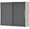 Opbouwkast met schuifdeuren BARI, 4 legborden, slot, middenwand, B 1200 x D 430 x H 1057 mm, lichtgrijs/antraciet
