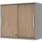 Opbouwkast met schuifdeuren BARI, 4 legborden, slot, middenwand, B 1200 x D 430 x H 1057 mm, middengrijs