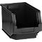 Black plastic bin with open top. The bin has a rectangular shape and a slightly sloping front.