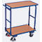 Opklapbare hangwagen, staal/MDF-plaat, decor gentiaanblauw/beuken, 2 etages, L 720 x B 450 mm, opklapbaar met dwarsbeugel, TPE-wielen met EasySTOP, tot 150 kg