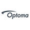 Optoma Logo mit grauem Text und geschwungenem Element darüber.