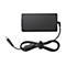 Schwarzes Laptop-Netzteil mit Kabel, Klettverschluss und Stecker, vor weiÃŸem Hintergrund.