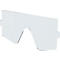 Fixation de lunettes en plastique transparent avec découpe incurvée et découpes rectangulaires sur les côtés.