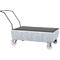 Opvangbak ASECOS, staal, verrijdbaar, met rooster, opvangbakinhoud 200 l, B 850 x D 1450 x H 1150 mm, gegalvaniseerd