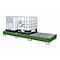 Opvangbak AW 1000-3, voor 3 IBC-containers à 1000 l of 10 vaten à 200 l, L 3850 x B 1300 x H 340 mm, toegankelijk via onderzijde, reseda groen