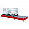 Opvangbak AW 1000-3, voor 3 IBC-containers à 1000 l of 10 vaten à 200 l, L 3850 x B 1300 x H 340 mm, toegankelijk via onderzijde, vlam rood