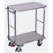 Opvouwbare hangwagen, aluminium/spaanplaat, aluminium zilver, 2 etages, L 720 x B 450 mm, opklapbaar met dwarsbeugel, TPE-wielen met EasySTOP, tot 150 kg