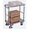 Opvouwbare hangwagen, aluminium/spaanplaat, aluminium zilver, 2 etages, L 720 x B 450 mm, opklapbaar met dwarsbeugel, TPE-wielen met EasySTOP, tot 150 kg