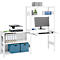 ORDO Home stellingcombinatie, basis- en aanbouwrek, 6 legborden, multifunctioneel, verrijdbaar, B 2070 x D 435 x H 1750 mm, verkeerswit RAL 9016