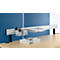 Office desk with an aluminum holder, desk tray, pen holder, notepad and scissors.