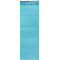 Light blue folded sheet of paper with lines of text.