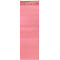 Folded, pink paper with printed information at the top.