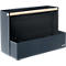 Organisateur de bureau gris foncé avec poignée en bois, dimensions indiquées et capacité de charge maximale de 8 kg.