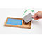Organiseur de bureau Sigel Eyestyle, rectangulaire, 2 compartiments, inserts textiles en PET recyclé, bleu clair/gris foncé, L 245 x P 109 x H 25 mm, bois de bambou