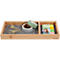 Organiseur de bureau Sigel Eyestyle, rectangulaire, 2 compartiments, inserts textiles en PET recyclé, bleu clair/gris foncé, L 245 x P 109 x H 25 mm, bois de bambou