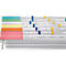 Close-up of colorful index cards, clips marking important data. Text lines with information on vehicle inspection.