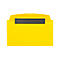 Yellow name tag holder with magnetic strip and rounded top.