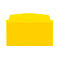 Yellow badge holder, rectangular, with rounded corners and a recess at the top.