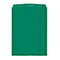 A green envelope folder with a folded closure at the top.