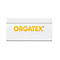 White sign with the yellow lettering ORGATEX®.