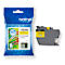 Yellow Brother ink cartridge LC422XL with packaging, white background. Left packaging with paper clips. Right cartridge.