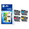 Brother ink cartridge set with packaging and four colored ink cartridges.