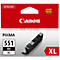 Black Canon ink cartridge 551 BK XL. Inscription: PIXMA, GENUINE, Canon.