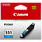 Canon Pixma 551C ink cartridge, cyan color, in the packaging.
