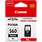A black Canon ink cartridge, 560XL, against a red background. The text reads: "Genuine", "Canon", "PIXMA" and "FINE Cartridge".