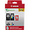 Canon Pixma Value Pack mit schwarzer und farbiger Tintenpatrone sowie Fotopapier.