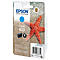 Epson cyan ink cartridge with starfish background. Product name and specifications are visible.
