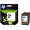 Two black HP ink cartridges, one in original packaging, one individually. Inscription: 56, Black, HP.