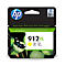 HP 912XL yellow ink cartridge. Black packaging with product information and butterfly illustration.
