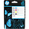 HP ink cartridges, 4-pack. The pack shows butterflies and contains cyan, magenta, yellow and black. The package says 'over 40% recycled plastic'.