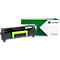 Black toner cartridge and box from Lexmark. The toner is gray and green, the box green and white with text.