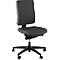 Gray office chair with castors. Ergonomic shape, adjustable height and backrest. Black frame.
