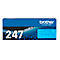 Blauwe Brother tonerdoos met witte letters: 247, TN247C. Rechtsboven het Brother-opschrift.