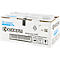 Doos met Kyocera toner. Opschrift: TK-5450C Cyan, barcode, waarschuwingssymbolen.