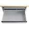 Otto Kind brede werkbank type 405, beuken multiplex blad, tot 1.200 kg, B 1524 x D 750 x H 850 mm, staal, centrale vergrendeling, blank aluminium/wit aluminium