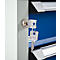 Otto Kind Breitfachwerkbank Typ 405, Buche Multiplexplatte, bis 1.200 kg, B 1524 x T 750 x H 850 mm, Stahl, Zentralverschluss, lichtgrau/enzianblau