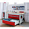 Otto Kind Breitfachwerkbank Typ 405, Buche Multiplexplatte, bis 1.200 kg, B 1524 x T 750 x H 850 mm, Stahl, Zentralverschluss, lichtgrau/feuerrot