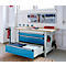 Otto Kind Breitfachwerkbank Typ 405, Buche Multiplexplatte, bis 1.200 kg, B 1524 x T 750 x H 850 mm, Stahl, Zentralverschluss, lichtgrau/lichtblau