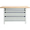 Otto Kind Breitfachwerkbank Typ 405, Buche Multiplexplatte, bis 1.200 kg, B 1524 x T 750 x H 850 mm, Stahl, Zentralverschluss, lichtgrau/lichtgrau