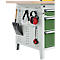 Otto Kind Breitfachwerkbank Typ 405, Buche Multiplexplatte, bis 1.200 kg, B 1524 x T 750 x H 850 mm, Stahl, Zentralverschluss, lichtgrau/resedagrün