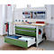 Otto Kind Breitfachwerkbank Typ 405, Buche Multiplexplatte, bis 1.200 kg, B 1524 x T 750 x H 850 mm, Stahl, Zentralverschluss, lichtgrau/resedagrün